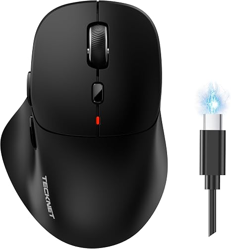 TECKNET Wireless Bluetooth Mouse, Silent Click, Rechargeable Battery, Black
