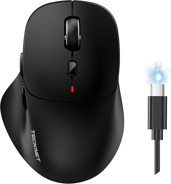 TECKNET Wireless Bluetooth Mouse, Silent Click, Rechargeable Battery, Black