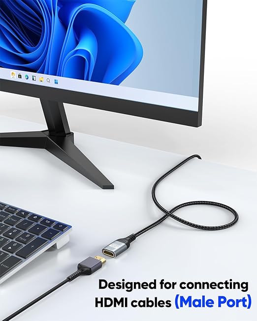 4K HDMI Extension Cable 2FT HDMI Extender, HDMI Male to Female Adapter Cord 4K@60Hz, 2K, 1080P, ARC, HDR, 3D Compatible with Laptop, HDTV, Monitor, Roku, Fire TV Stick, Xbox, PS5/PS4