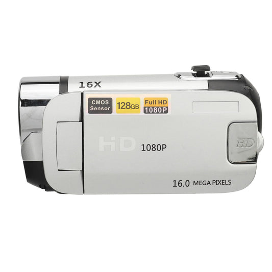 Camcorder Vintage D90 1080P Digital Camera 16MP with Rotatable 2.4 Inch Screen, 16X Zoom HD Video Recorder with Fill Light - Perfect for Travel, Weddings, and Baby Growth (Silver)