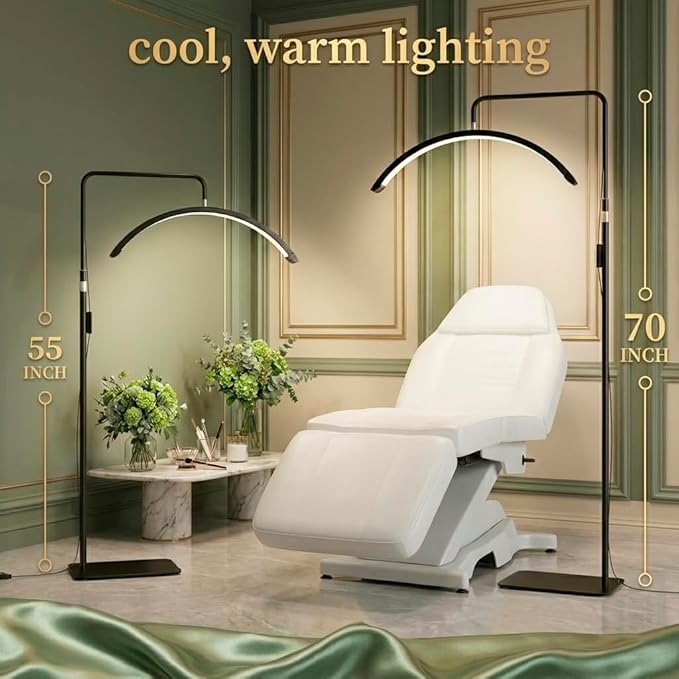Hi_friend 23 inch Half Moon Lamp, Portable Esthetician Lash Light for Lash Tech, Bright Eyelash Extension Arched LED Floor Light, Lashing Lamp for Beauty, Skincare, Lashes (Black)