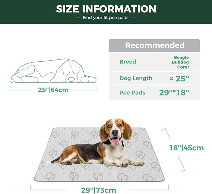 FXW Washable Pee Pads for Dogs, Puppy Pads with Super Absorbent, Specifically Designed for Potty Training, 18" x 29" Rectangle, Khaki, 4 Packs