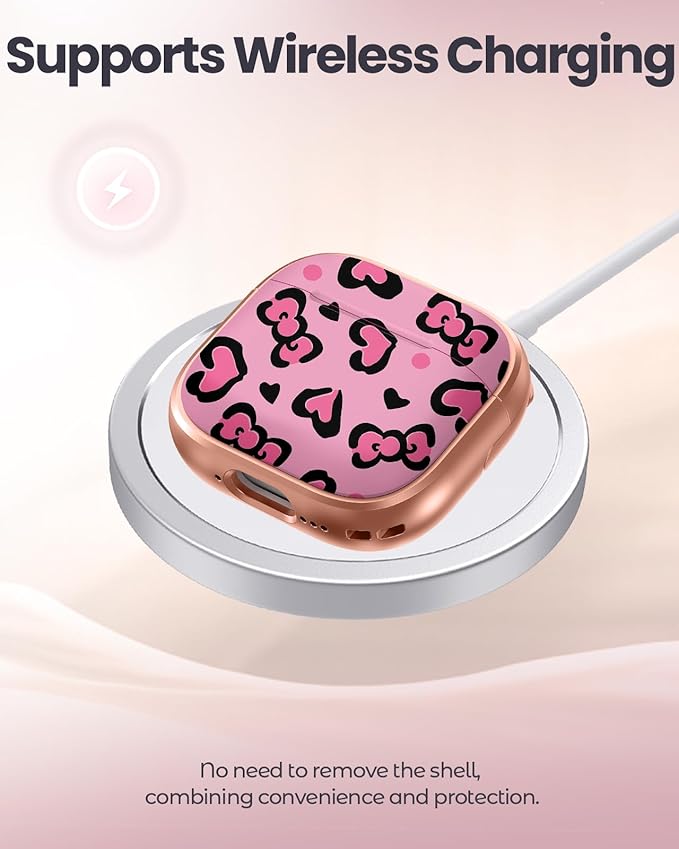 Coralogo for AirPods 4 Case with Safety Lock - Cute Cartoon for Women Girls Fashion Stylish Leopard Pattern Design Kawaii Girly Girlish Hard Protective Cover for AirPods 4th Generation 2024