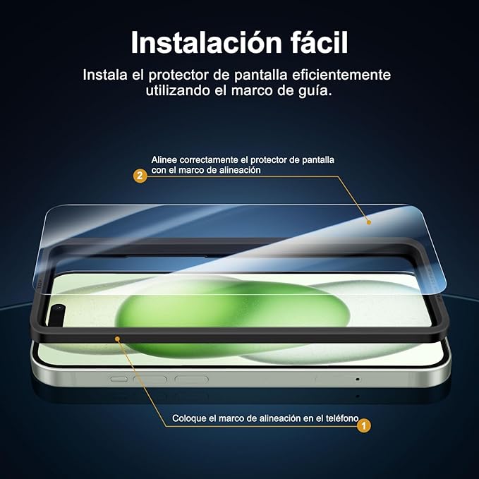 NEW'C 3X for iPhone 15 Plus Screen Protector (6.7 inches)+ 3X Camera Lens Protector, Sensor Protection, Case Friendly Tempered Glass Film + Dust Plug- Easy Installation Tool Include