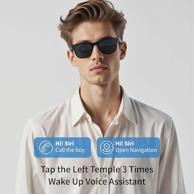 Smart Glasses with Bluetooth, 2-in-1 Magnetic Sunglasses (Blue Light Blocking & UV400), Bluetooth Glasses for Men/Women with Voice Assistant, Smart Sunglasses for Outdoor (With Black Lenses)