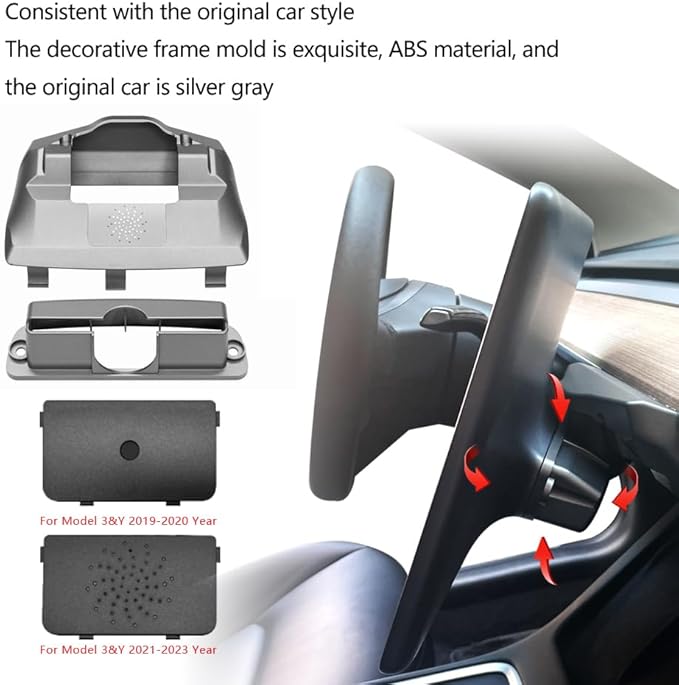 Tesla Model Y/3 Screen Swivel Tilt Mount,Four Directions UP/Down/Left/Right, Fit for Tesla Model 3 2017-2023/Model Y 2019-2024 Screen Rotating Holder Aluminium Alloy Navigation Bracket.