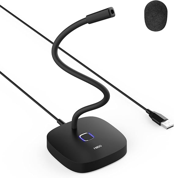 MillSO USB Computer Microphone with Mute Button 360° Adjustable Gooseneck