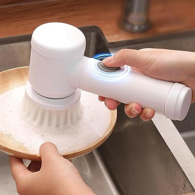 Electric Spin Scrubber, Cordless Electric Spin Scrubbers with 6 Replaceable Brush Heads, Rechargeable Handheld Power Shower Scrubbers, Cleaning Tools for Cleaning Wall Tile Kitchen Bathroom and Floor