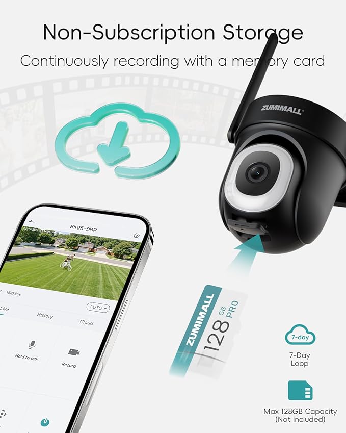 ZUMIMALL 2K Cameras for Home Security, 2.4G/5G WiFi Camera for 24/7 Recording | Motion & Noise Detection, Auto Tracking, Cloud & No-Monthly-Fee SD Storage | Works with Alexa Google - 2-Pack (Black)