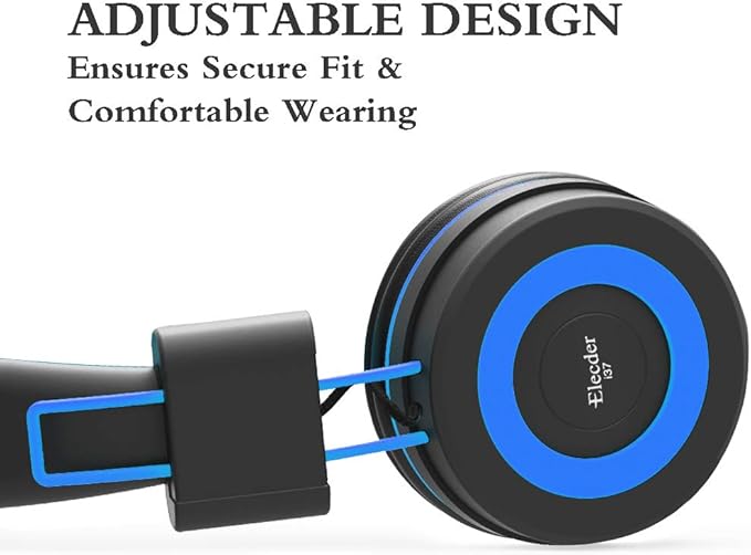 ELECDER i37 Kids Headphones Children Girls Boys Teens Foldable Adjustable On Ear Headphones 3.5mm Jack Compatible Cellphones Computer MP3/4 Kindle School Tablet Black/Blue