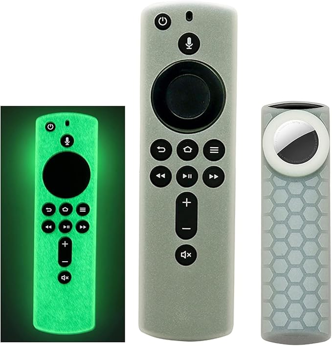 TV Stick 4k 2nd Remote Cover Case with tag Holder (Glow in The Dark) Compatible with TV Stick 2nd Gen, Tracker Cover for Tile Sticker 2020,Glow Green
