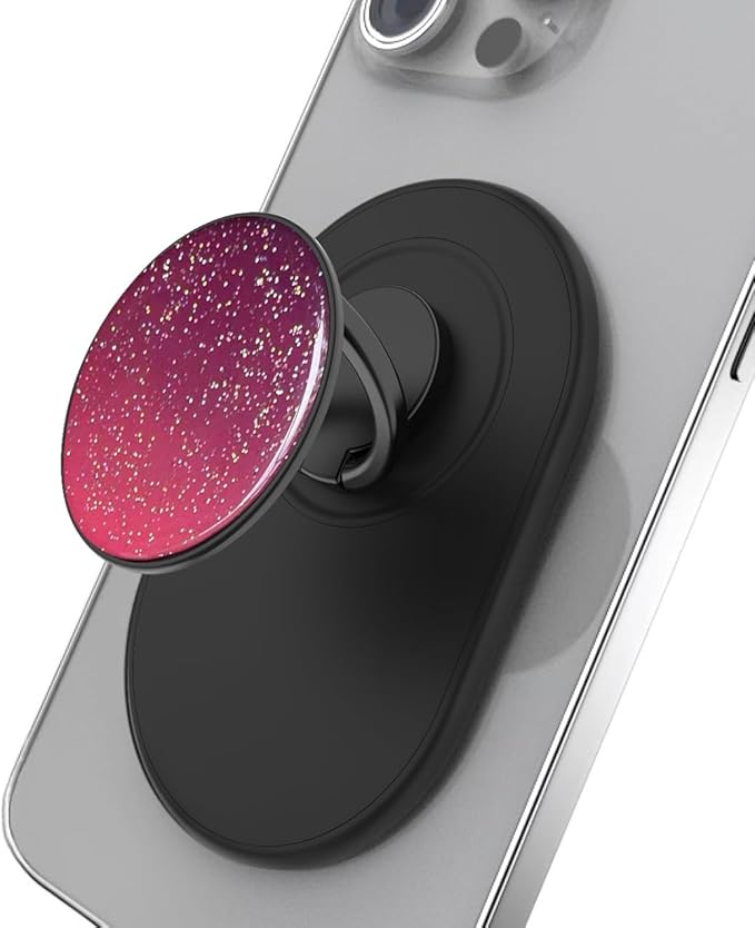 Magnetic Phone Grip for MagSafe, Phone Ring Holder Finger Kickstand Wireless Charging Compatible, Magnet Phone Rings Gripper Stand for iPhone Mag-Safe Accessories - Sky Sparkle Red
