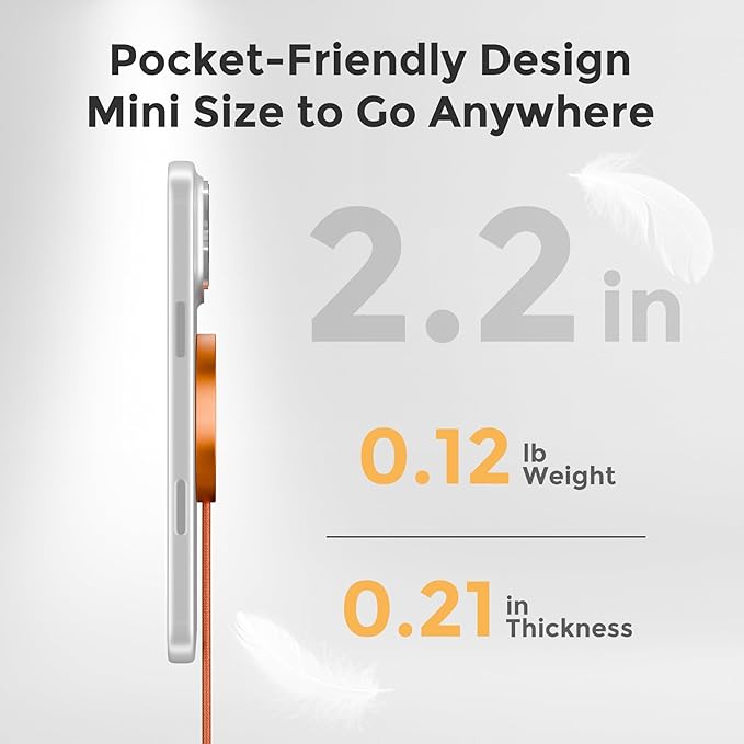 25W Magnetic Wireless Charging Pad: Qi2.2 Qi2 MagSafe Fast Charger for iPhone Air 17e 17 16 15 14 Pro Max, Samsung Galaxy S26 S25, Google Pixel 10 & AirPods, Gift Ideal for Desk Travel (Orange, 2Pack)