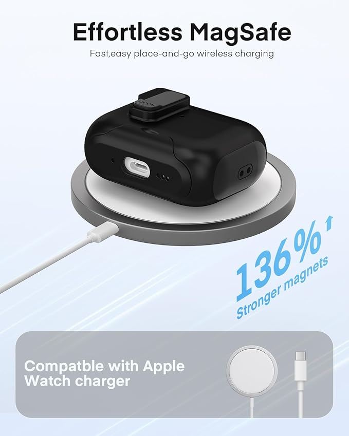 Maxjoy for AirPods Pro 3 Protective Case with Cleaning Kit, Military Hard Case with Lock Shock-Absorbing, Black