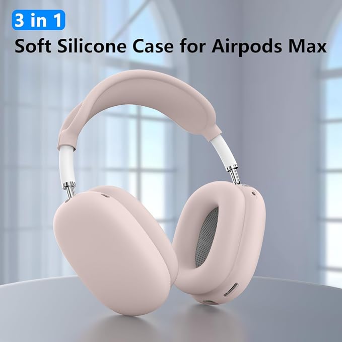 Silicone Case Cover for AirPods Max, Ear Pad Case Cover/Ear Cups Cover/Headband Cover for AirPods Max Headphones, Accessories Soft Silicone Protector for Apple AirPods Max New USB-C (2024) (Ivory)