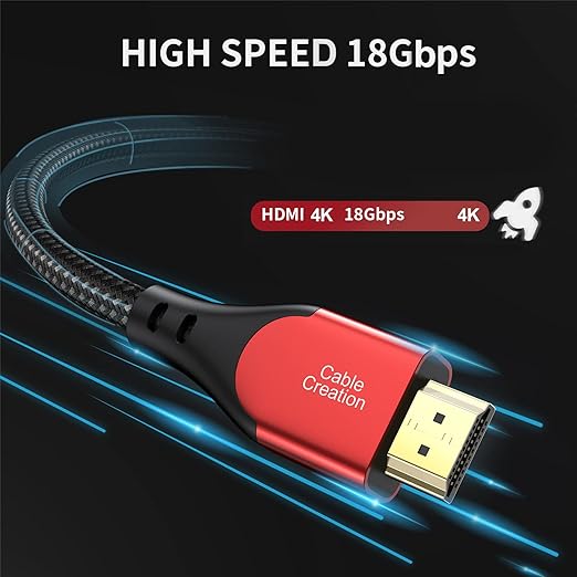 CableCreation HDMI Cable 4K@60Hz, 6ft Highly-Speed 18Gbps, 4K HDR, 3D, Grey Male to Male Braided HDMI Cord for TV, Monitor, Xbox One, PS4 and More