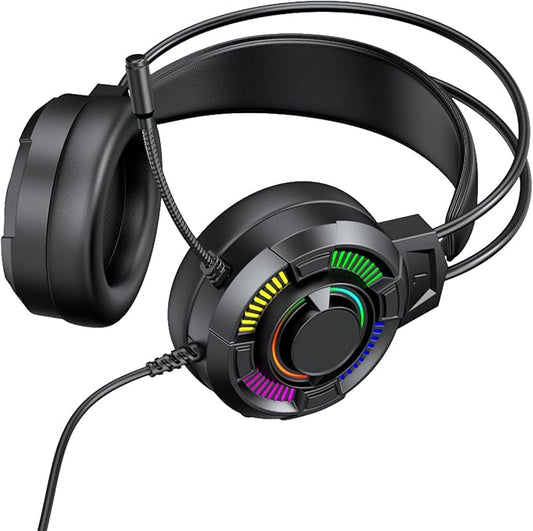 Fabater Gaming Headset Lightweight, USB Wired Over Ear Headphones with 50mm Drivers, 7.1 Surround Sound, RGB Lighting