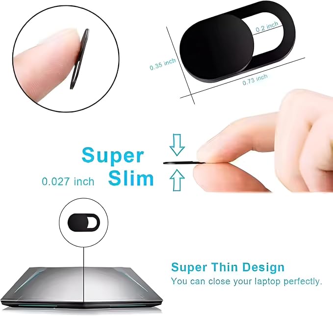 Ultra-Thin Webcam Cover Slide – 6 Pack | Laptop, Tablet, Phone, PC Camera Privacy Cover | Slim Aluminum Blocker, Strong Adhesive, Easy Install