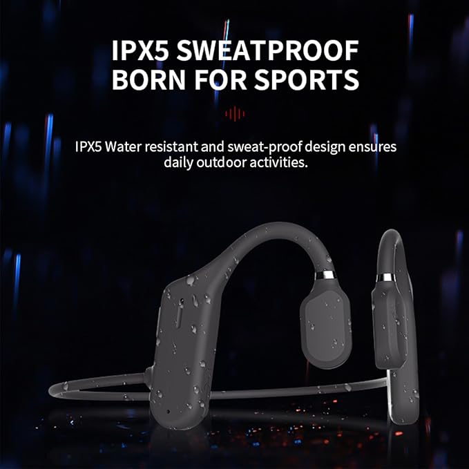 Open Ear Wireless Sports Headphones, Bluetooth 5.0 Waterproof Sweatproof Headset with Mic for Sport Jogging Running Driving Cycling Hiking Indoor and Outdoor Use