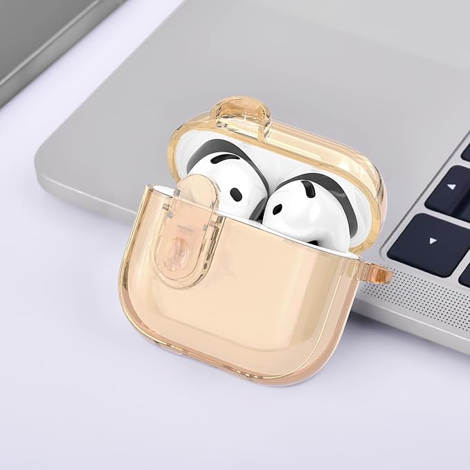 (with Safety Lock) Clear Case Compatible with Cute Apple Airpods 4 Cases 2024 Women, VISOOM Soft TPU Transparency Air pods 4 Gen Case iPods 4 Earbuds Case Girl Bling Keychain for Airpod iPod 4th Gen