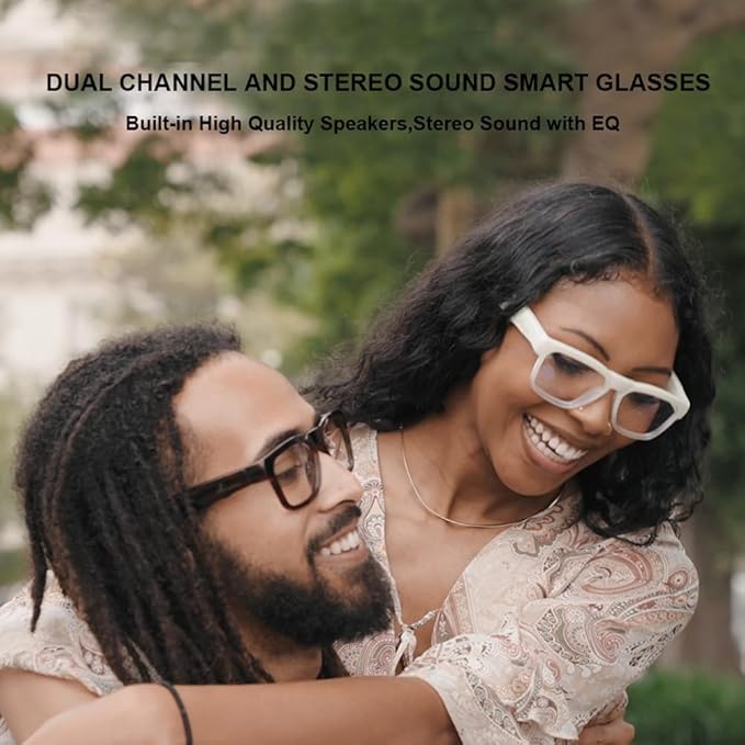 OhO sunshine Bluetooth Glasses: Voice Control and Open Ear Style Smart Glasses to Listen Music & Calls, UV400 Protection Lens