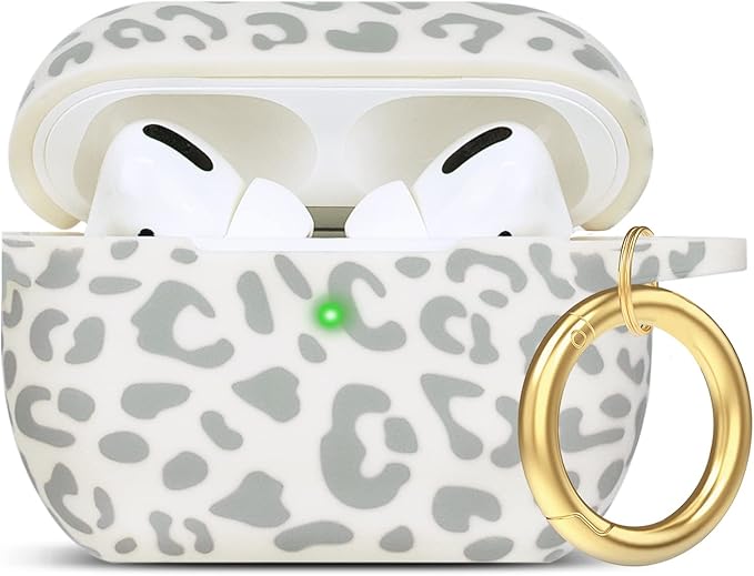 Case Compatible with AirPods Pro 3 Generation 2025 Cover with Keychain, Gawnock Leopard Print Skin Soft Cover for AirPods Pro 3 Case Full Protection,Front LED Visible,Beige Leopard