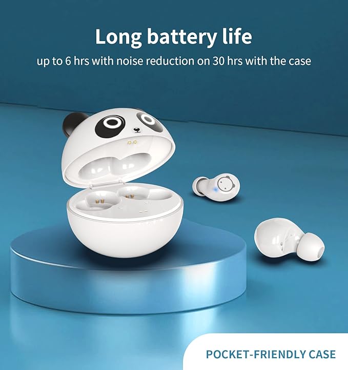 Kids Wireless Earbuds, Bluetooth 5.0 with Microphone Noise Reduction and Panda Charging Case,Cute Headphone 36H Playtime IPX5 Waterproof Touch Control,HiFi Stereo Earphone for tv/pad/Phone.
