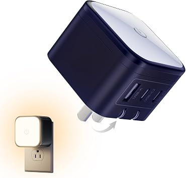 USB C Charger Block, Type C Charger Fast, 45W GaN Touch-Control Night Light