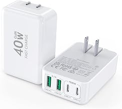 [2-Pack] Flat 40W Multiport USB-C Wall Charger, Foldable Charging Block - Image 1