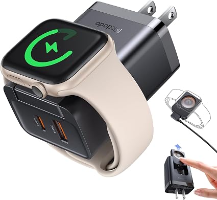 Mcdodo Apple Watch Charger Bolck with Dual Ports[USBA+USBC], PD 30W Wall Charger for Apple Watch iWatch Series10/9/8/7/6/5/4/3/2/1/SE/SE2, iPhone and More