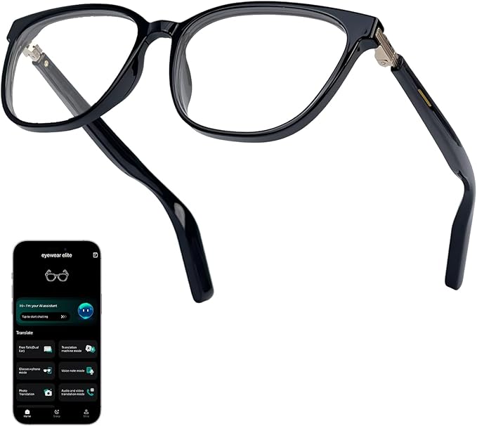 Al Smart Glasses for Men Women - Bluetooth Translation Glasses with 164 Languages, Color-Change Lens, Music &Calls w/ Bluetooth 5.4, Al Vioce &Meeting Assistant, Lightweight&Comfortable Thin Temples