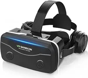 Smartphone VR Headset with Built‑in Headphones, Immersive 3D for 4.7-7.2" iPhone/Android, HD Aspheric Lenses, Adjustable Focus & Pupil Distance, Advanced Heat Dissipation for Comfort