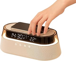Smart Station | 6-in-1 Wireless Charging Station | Clock | Bluetooth Speaker | Lamp | Radio | Wireless Charger for iPhone Samsung Android Phone | US Plug | Birthday Gift for Men Women Mum Dad - Image 1