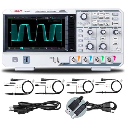 UNI-T UPO1054 DSO Digital Oscilloscope 50MHz 4 Channel 2 GSa/s 56 Mpts Memory Depth 500,000 wfm/s 7 Inch Display Fast Acquire 1 Mpts FFT Points