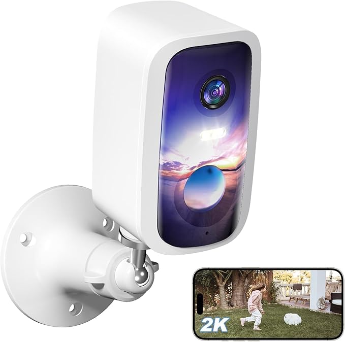 Wireless Security Camera Outdoor, 2K Wireless Cameras for Home Security, Outdoor Camera with Color Night Vision, Human Detection, 2-Way Audio, IP65 Waterproof, TF/Cloud Storage, 1 Pack