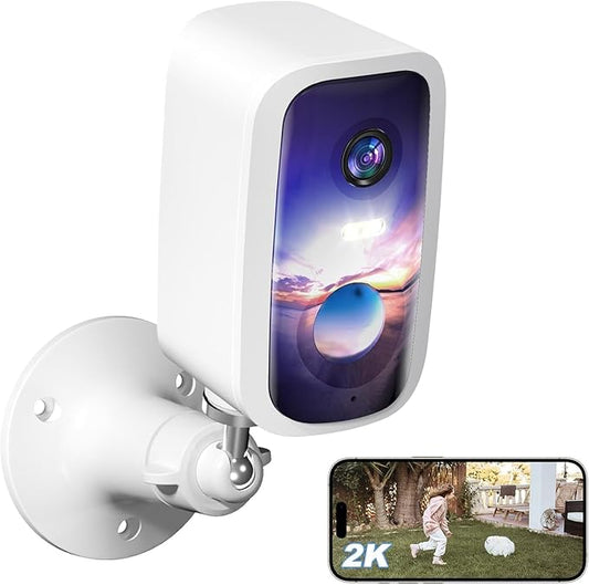 Wireless Security Camera Outdoor, 2K Wireless Cameras for Home Security, Outdoor Camera with Color Night Vision, Human Detection, 2-Way Audio, IP65 Waterproof, TF/Cloud Storage, 1 Pack