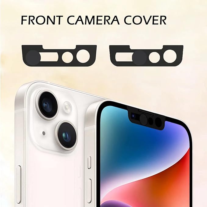 Phone Front Camera Cover,Webcam Cover Compatible for iPhone 16e / 14/14 Plus / 13/13 Mini /13 Pro / 13 Pro Max,Protect Privacy and Security,Not Affect Face ID, 2 Pack-Black