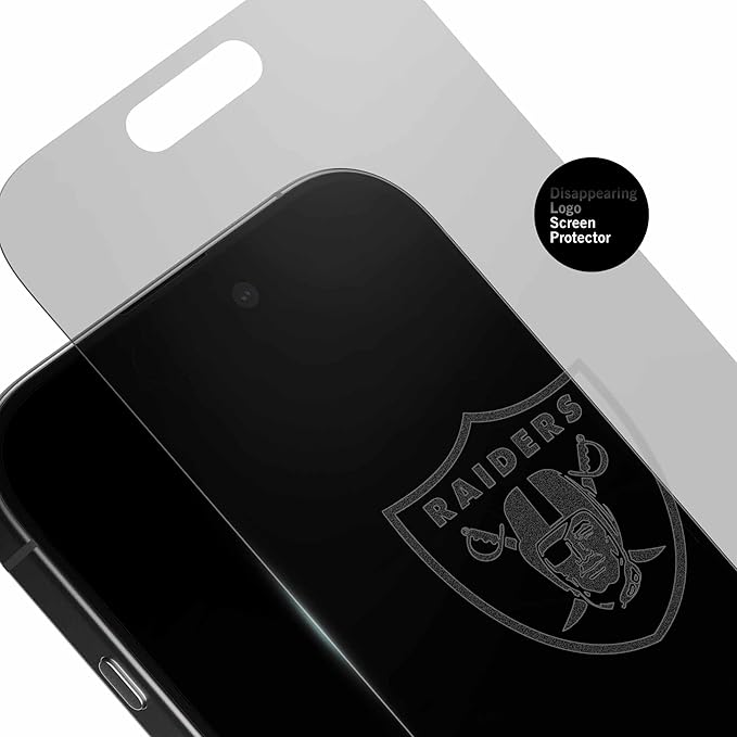 NFL Las Vegas Raiders Clear Screen Protector for iPhone 16, for 15 and 15 Pro-with Disappearing Logo - Scratch-Resistant and Easy-to-Install Screen Protectors (Includes Installation Tray)