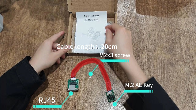 M.2 A+E Key to 2.5G Ethernet Adapter - NIC with Intel I226V, 100/1000/2500 Mbps RJ45 Stable Connection Cable Length 20cm, Compatible with OpenWRT | Windows | Linux | Server | PC | SBC (A+E with Screw)