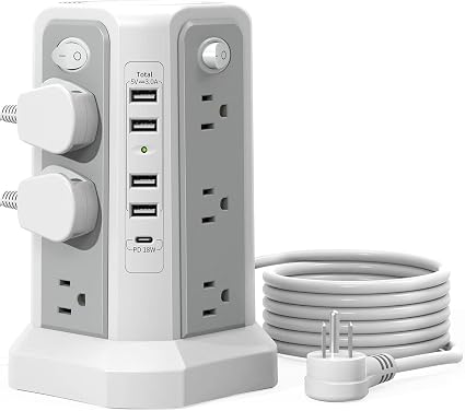 Surge Protector Power Strip Tower 10FT (4A1C) with PD18W USB C Port