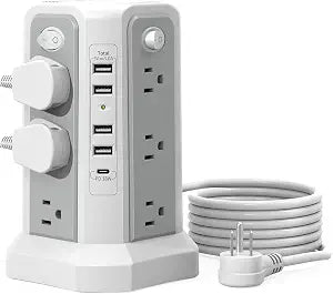Surge Protector Power Strip Tower 10FT (4A1C) with PD18W USB C Port