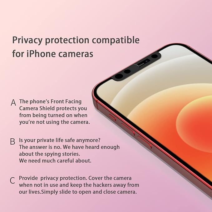 Phone Front Camera Cover,Webcam Cover Compatible for iPhone X/XS/XR/XS Max, iPhone 11/11 Pro/11 Pro Max,iPhone 12/12 Mini /12Pro /12Pro Max,Protect Privacy and Security,Not Affect Face ID(Black)