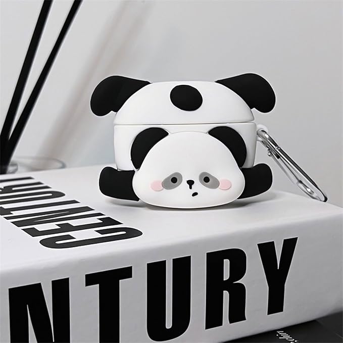 Case Compatible with Airpods Pro/Pro2, Cute Kawaii Panda Design Earbuds Cover, Kids Boys Girls Portable Accessories Soft Silicone Wireless Earphone Shockproof Protector for Gifts Black White
