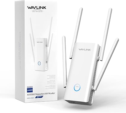 WAVLINK AX3000 WiFi 6 Extender - Internet Extender WiFi with 5 High-Gain Antennas & Beamforming, Dual Band Whole Home Coverage, Gigabit Port, Repeater/AP/Router Mode for 256 Devices