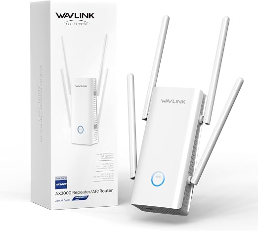 WAVLINK AX3000 WiFi 6 Extender - Internet Extender WiFi with 5 High-Gain Antennas & Beamforming, Dual Band Whole Home Coverage, Gigabit Port, Repeater/AP/Router Mode for 256 Devices