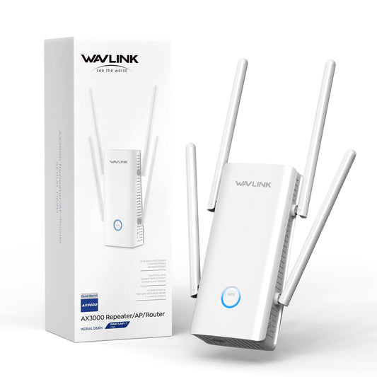 WAVLINK AX3000 WiFi 6 Extender - Internet Extender WiFi with 5 High-Gain Antennas & Beamforming, Dual Band Whole Home Coverage, Gigabit Port, Repeater/AP/Router Mode for 256 Devices