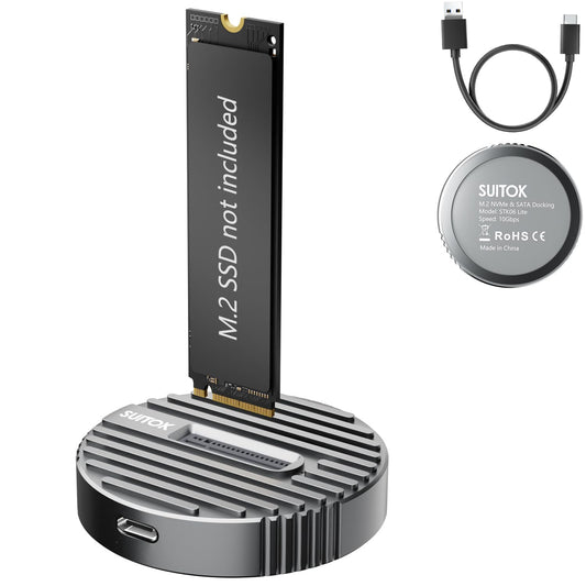 Tool-Free M.2 NVMe & SATA SSD to USB C Dock 10Gbps Aluminum Stripe