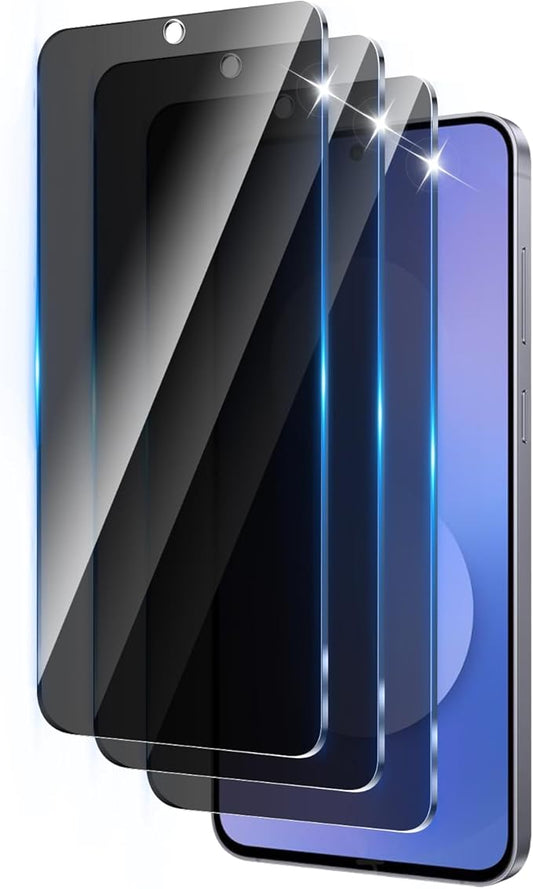 3 Pack Privacy Screen Protector Designed for Samsung Galaxy S25 FE,Full Coverage Anti-Spy Tempered Glass Film,9H Hardness,Anti-Fingerprint,Bubble Free,Easy to Install