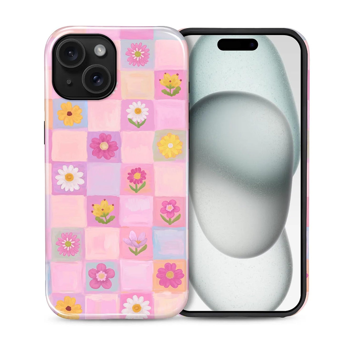 iPhone 15 Case — Pink Floral, Military-Grade Protection - Image 1