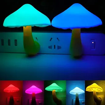 AUSAYE 2 Pack Cute Mushroom Night Light LED Light Sensor Night Lights